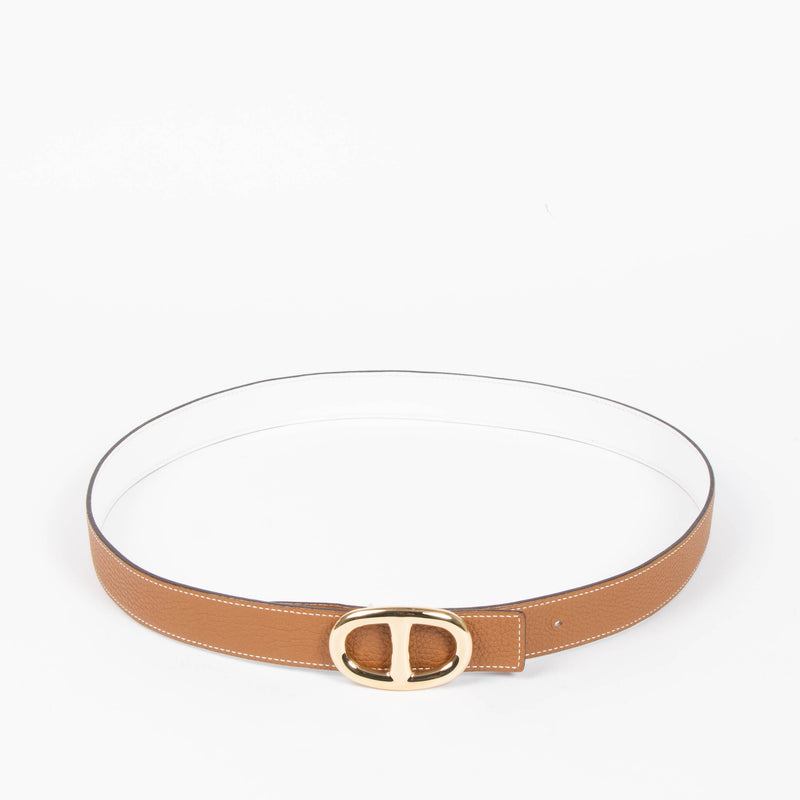 Hermes White/Gold Chaîne d'Ancre Belt - size 95