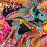 Shop this authentic Hermes Art des Steppes Black Silk 90 Scarf Pre-Loved on Labellov.com