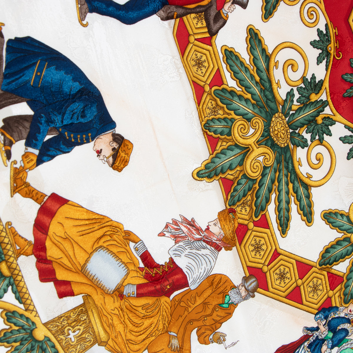 Shop this authentic Hermes Joies d'Hiver Red Silk Jacquard 90 Scarf Pre-Loved on Labellov.com