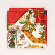 Shop this authentic Hermes Joies d'Hiver Red Silk Jacquard 90 Scarf Pre-Loved on Labellov.com