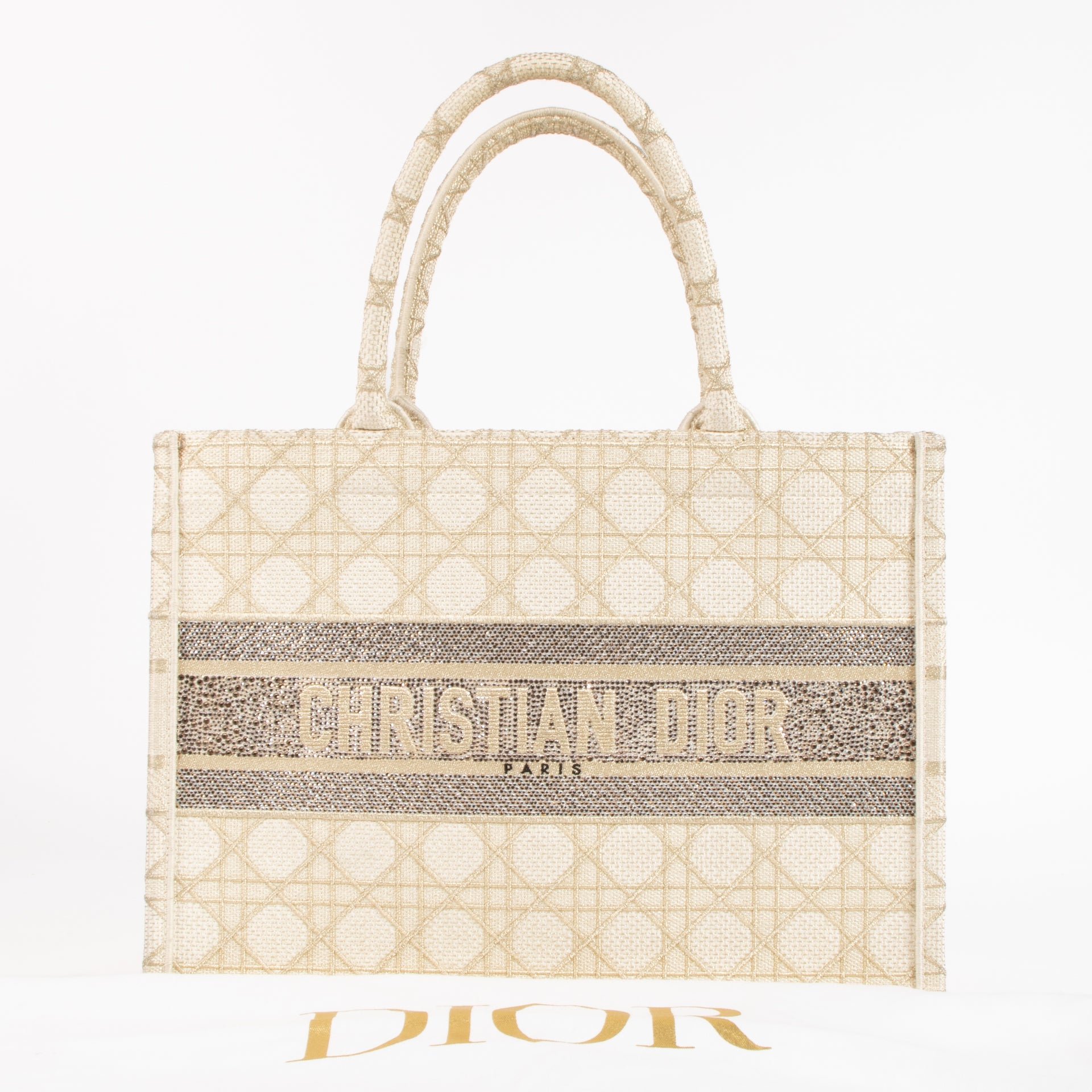 Christian Dior Crystal Dior Or Medium Book Tote Bag