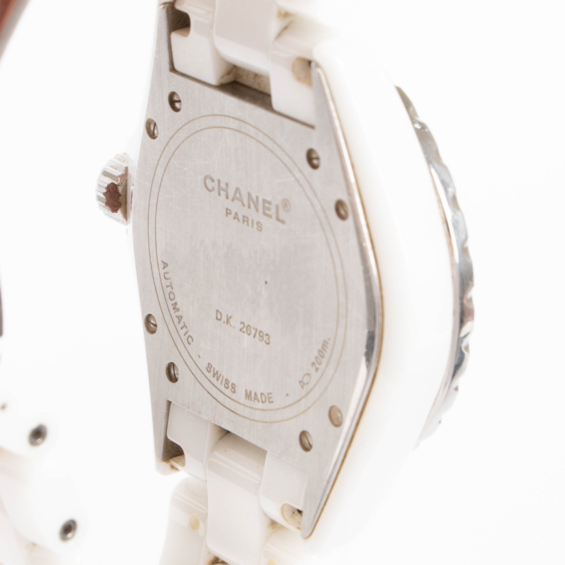 Chanel White Ceramic Diamond J12 38mm Watch