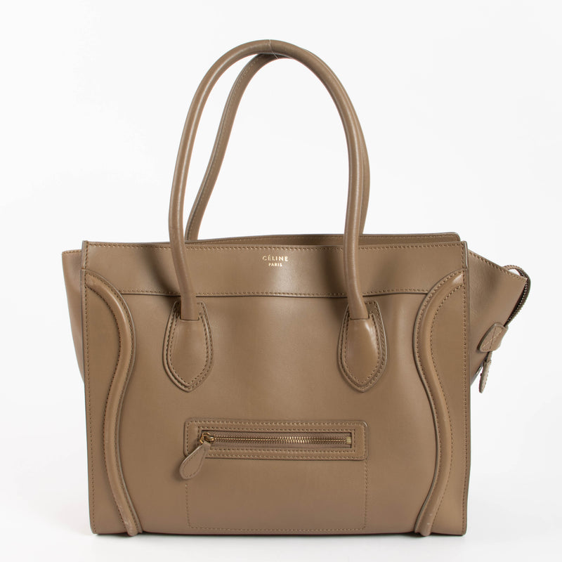 Celine Taupe Smooth Calfskin Shoulder Luggage Bag