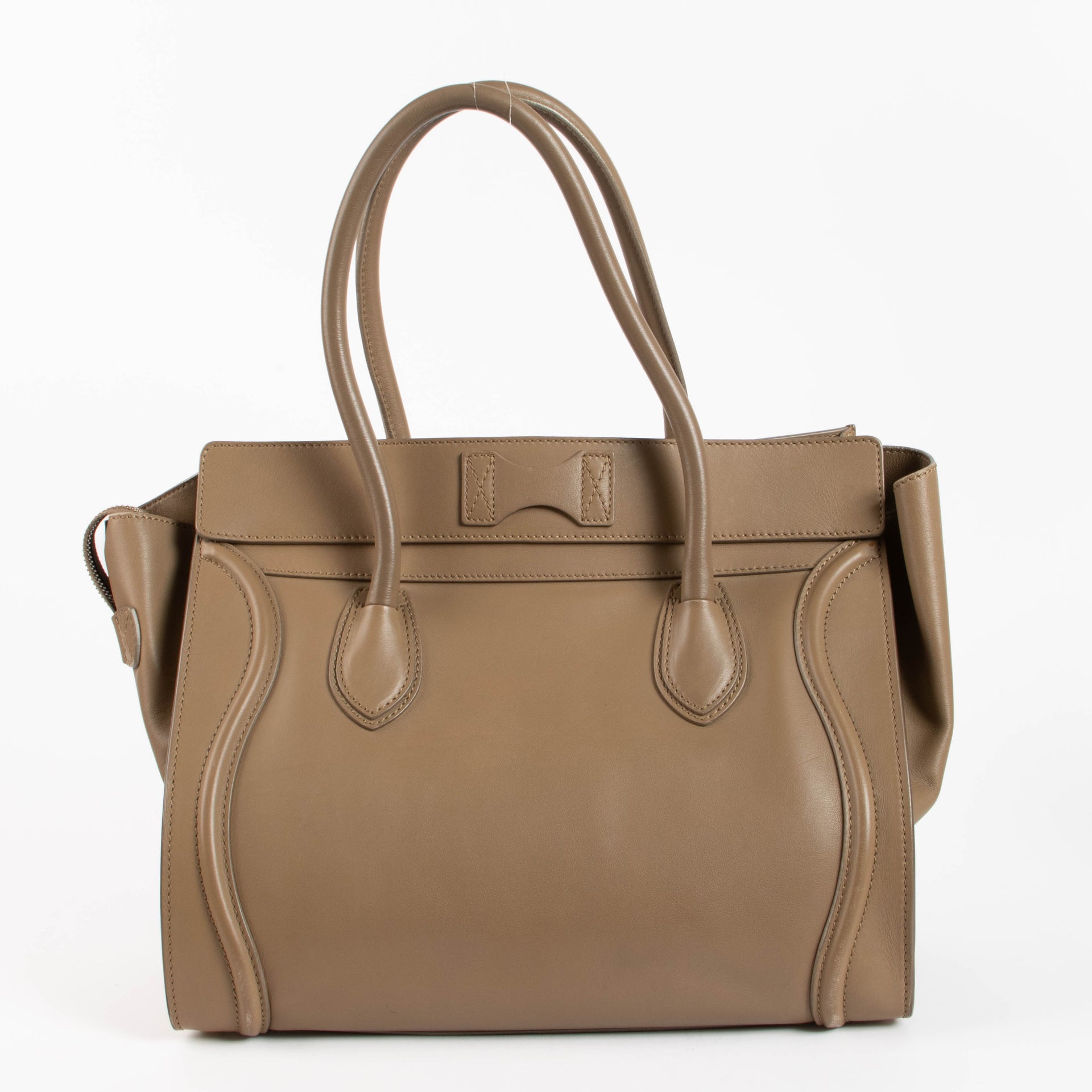 Celine Taupe Smooth Calfskin Shoulder Luggage Bag