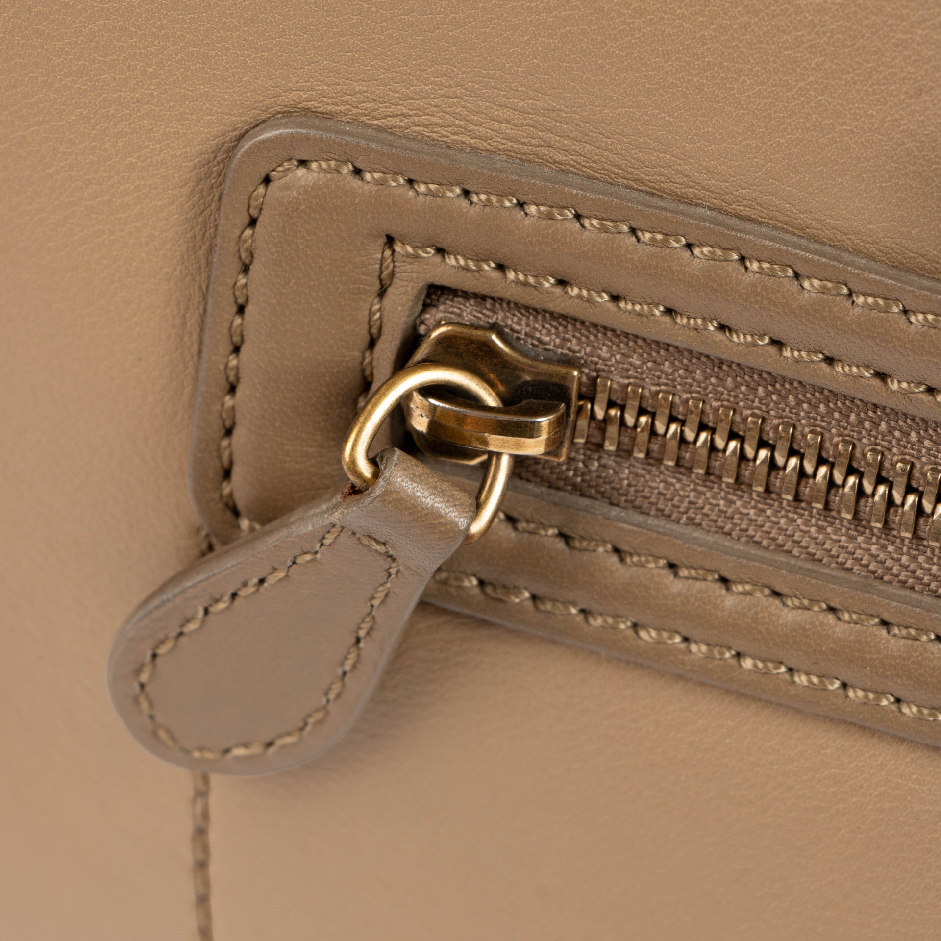Celine Taupe Smooth Calfskin Shoulder Luggage Bag