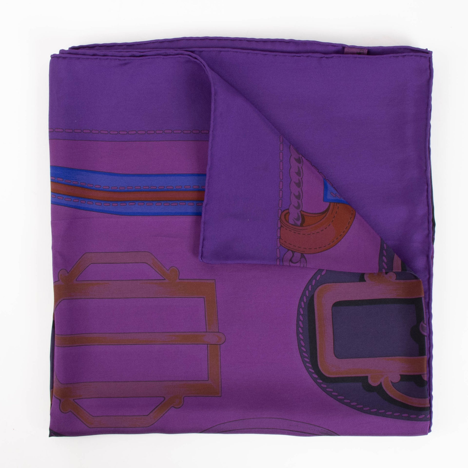 Hermès Purple Surteint Bouclerie d'Attelage Silk 140 Scarf