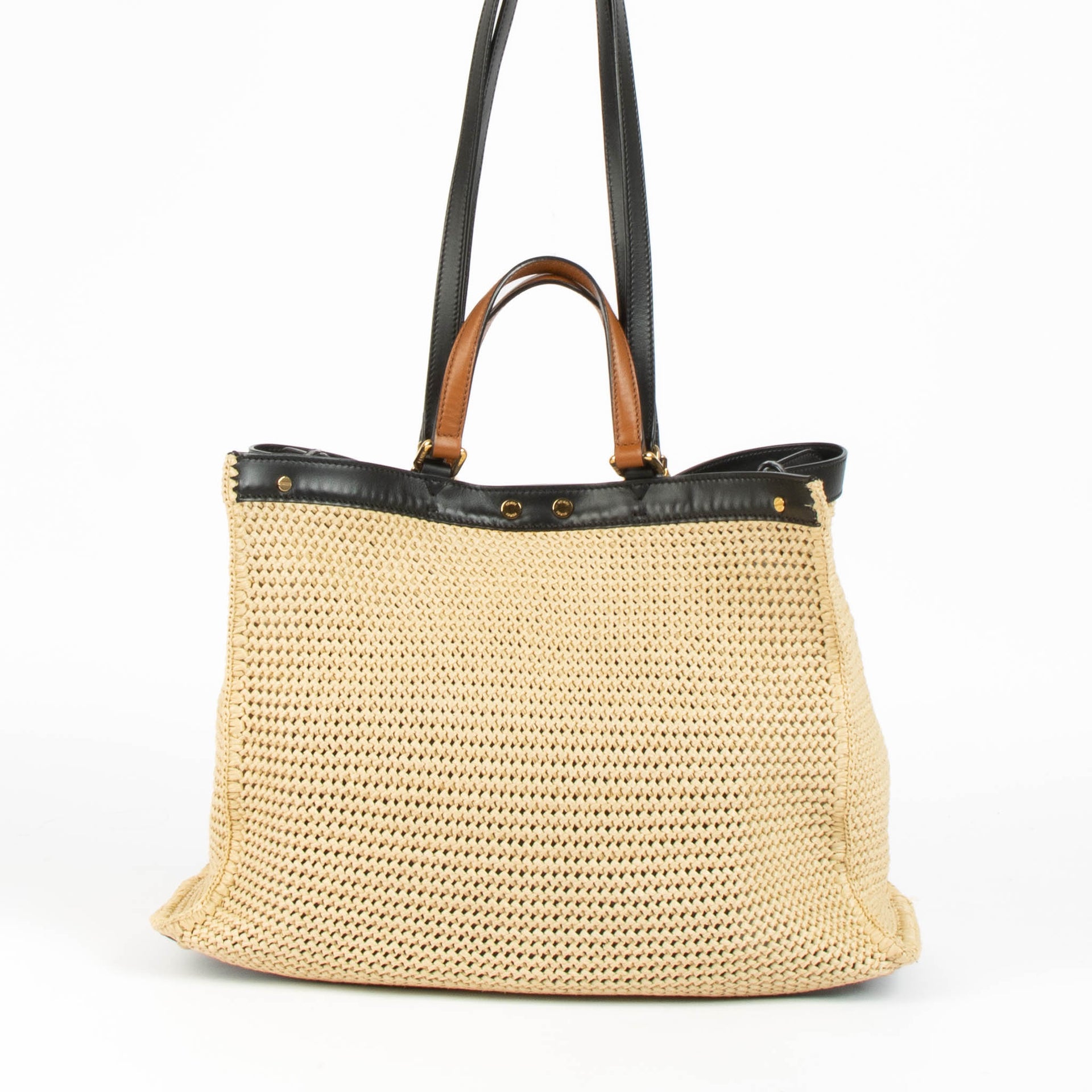 Shop this authentic Fendi Beige Raffia X-Lite Medium Bag pre-loved on Labellov.com 