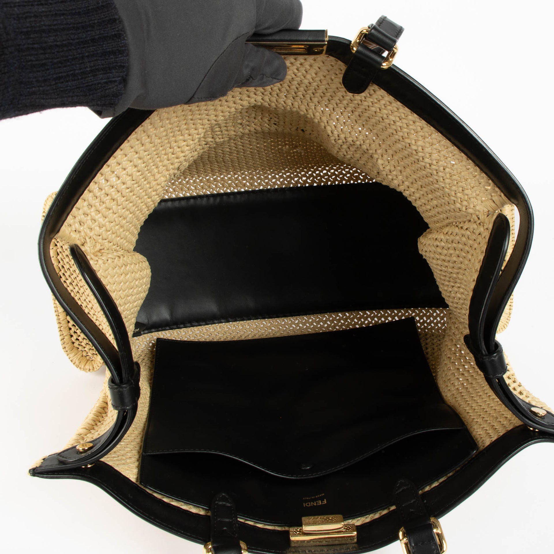 Shop this authentic Fendi Beige Raffia X-Lite Medium Bag pre-loved on Labellov.com 