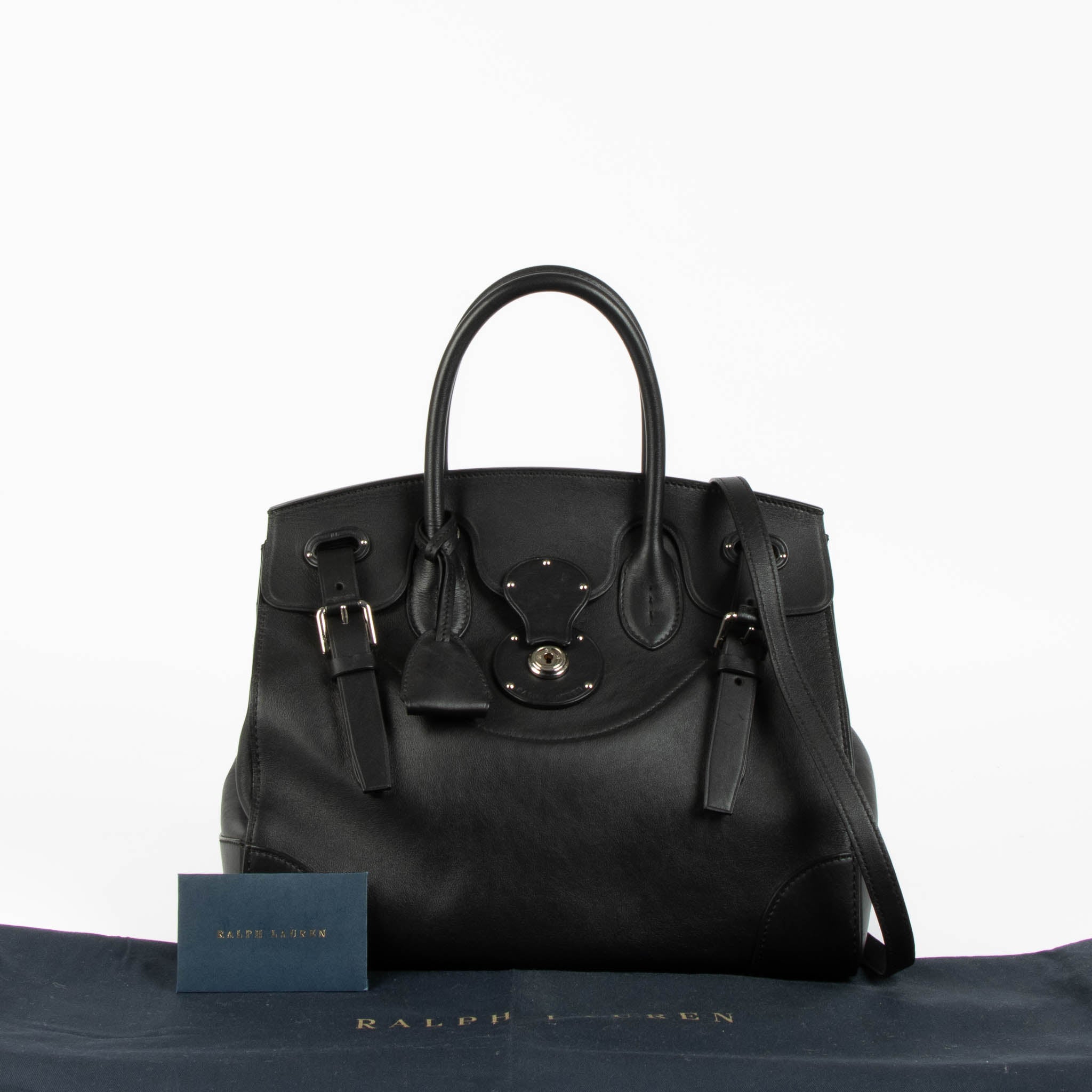 Ralph Lauren Black Leather Ricky Soft 32 Bag – Labellov