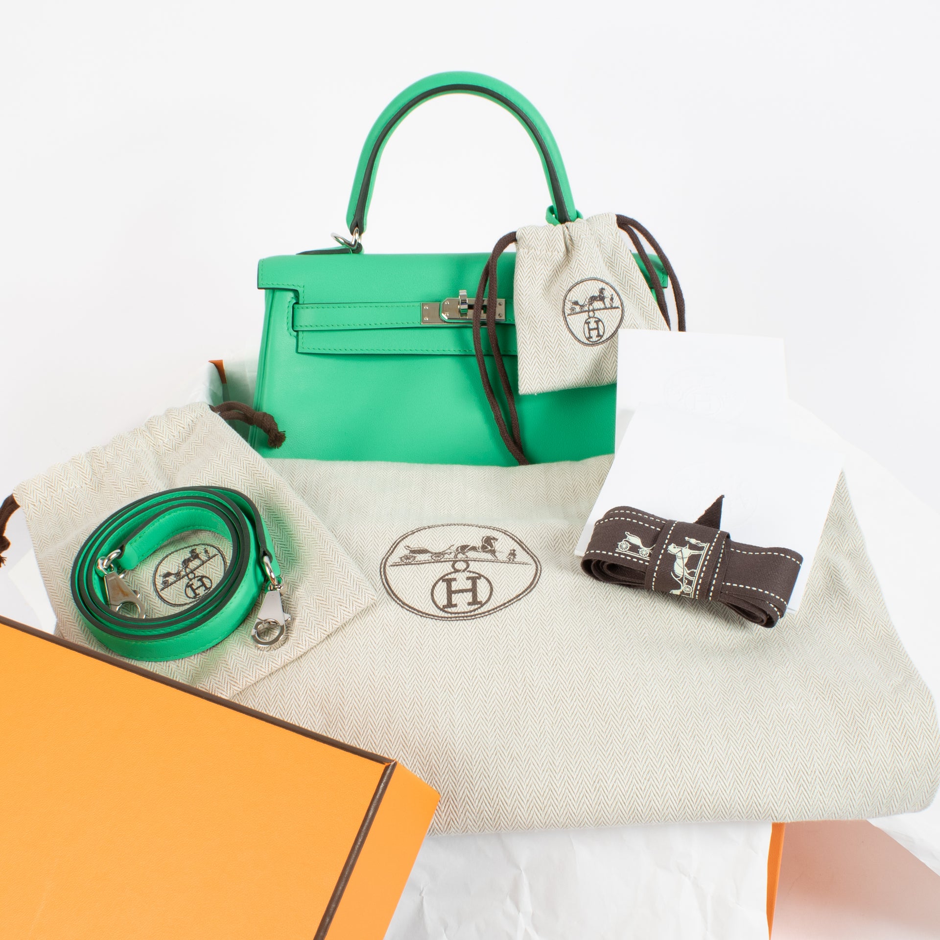 Hermès Kelly 25 Vert Comics Swift PHW