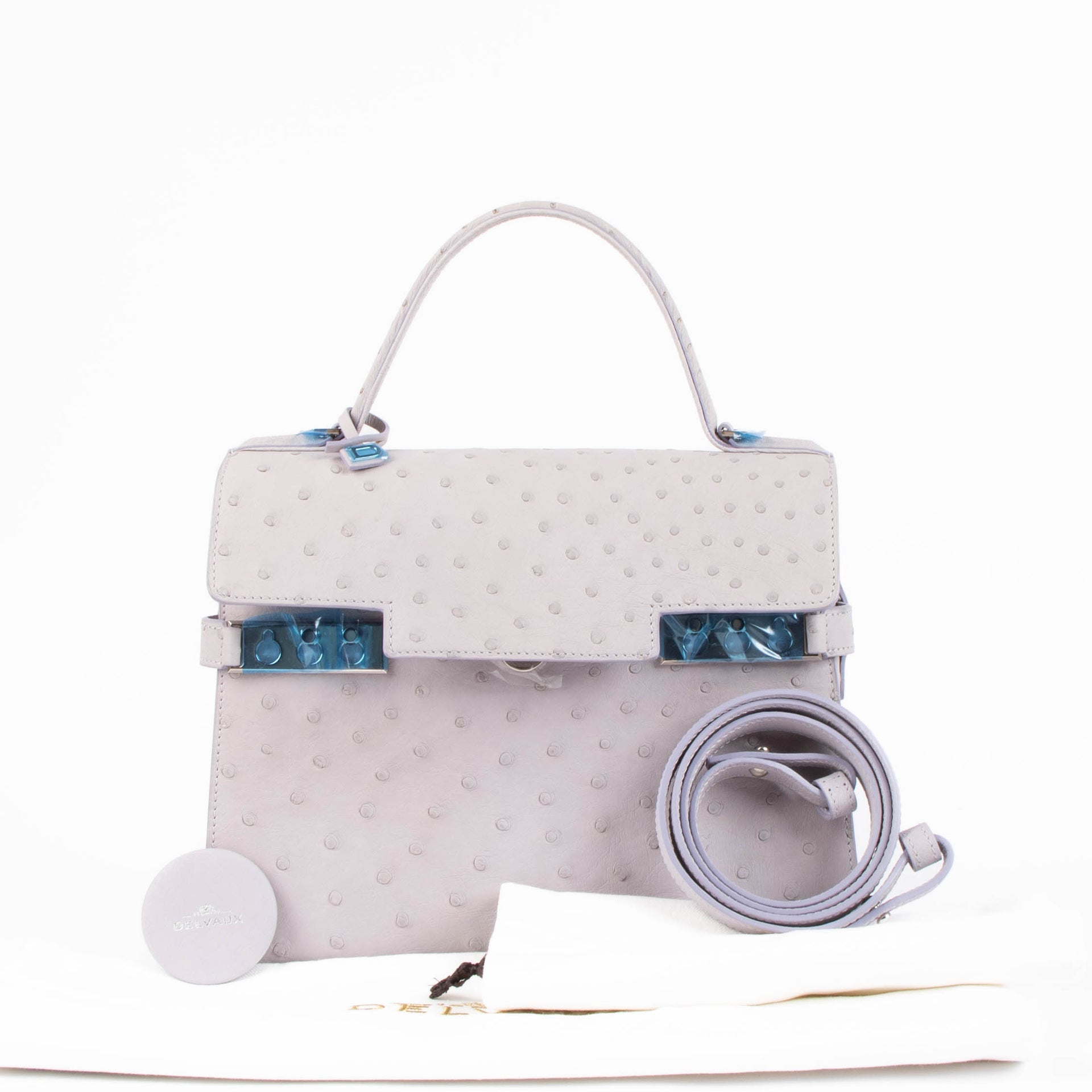 Delvaux Lilac Ostrich Tempête MM Bag