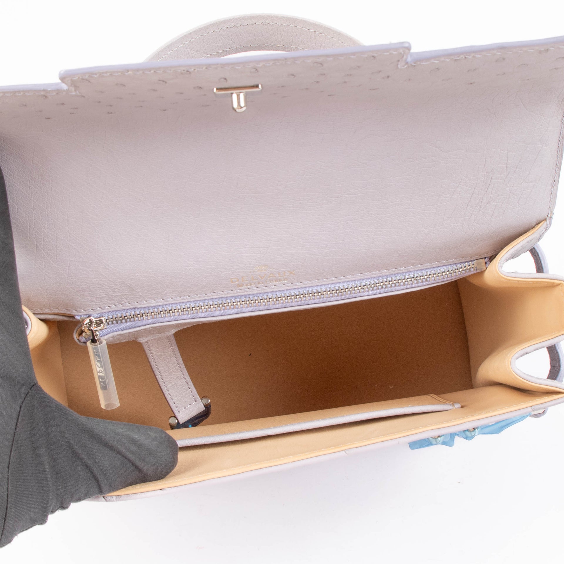 Delvaux Lilac Ostrich Tempête MM Bag