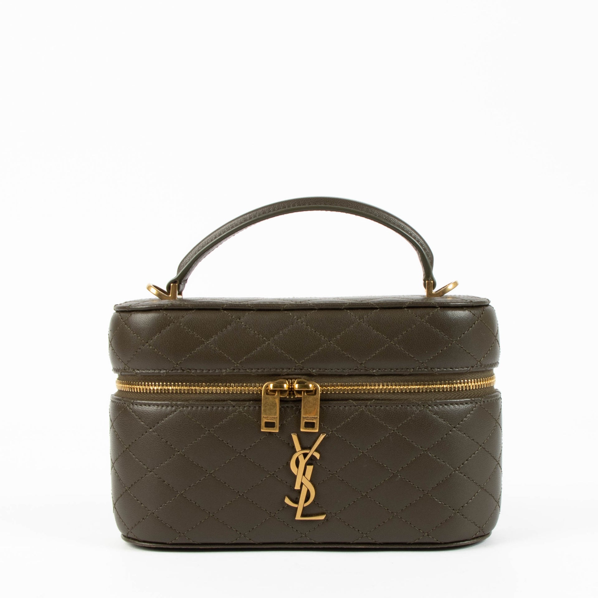 Shop the authentic Saint Laurent Khaki Gaby Vanity Crossbody Bag secondc hand on Labellov.com
