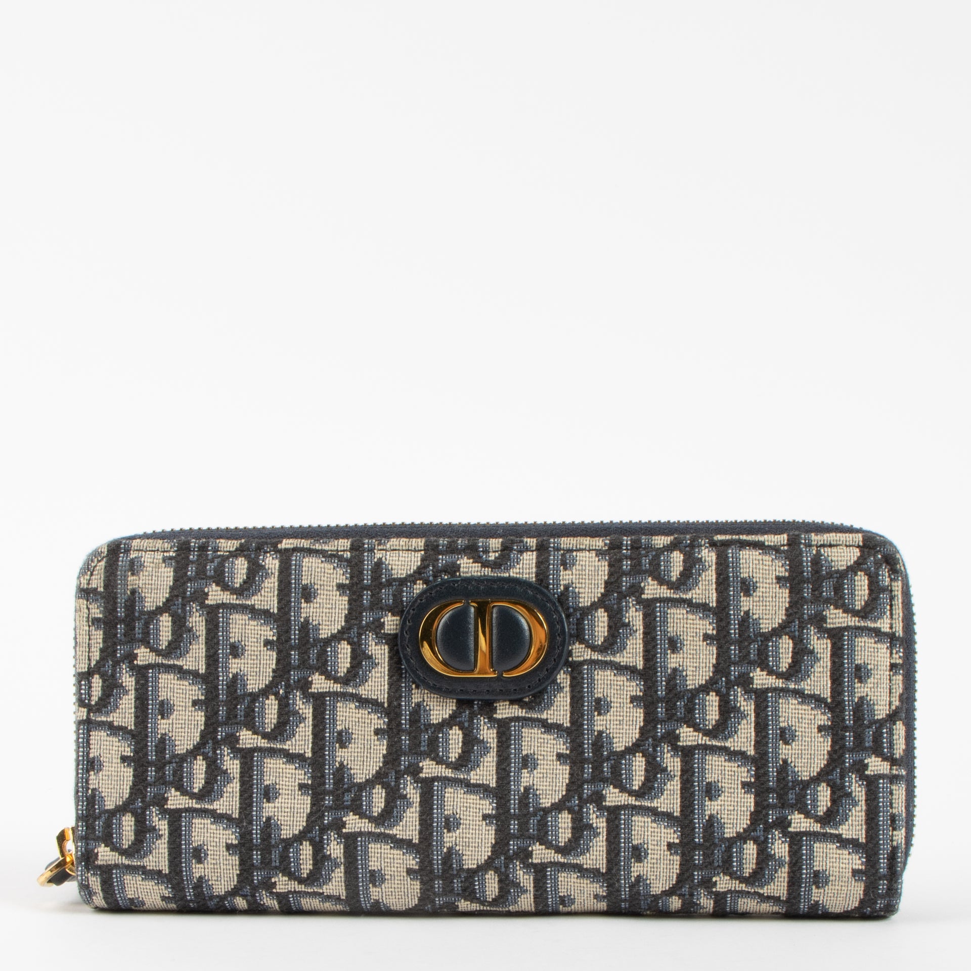 Christian Dior Navy Oblique Slim Voyageur 30 Montaigne Wallet
