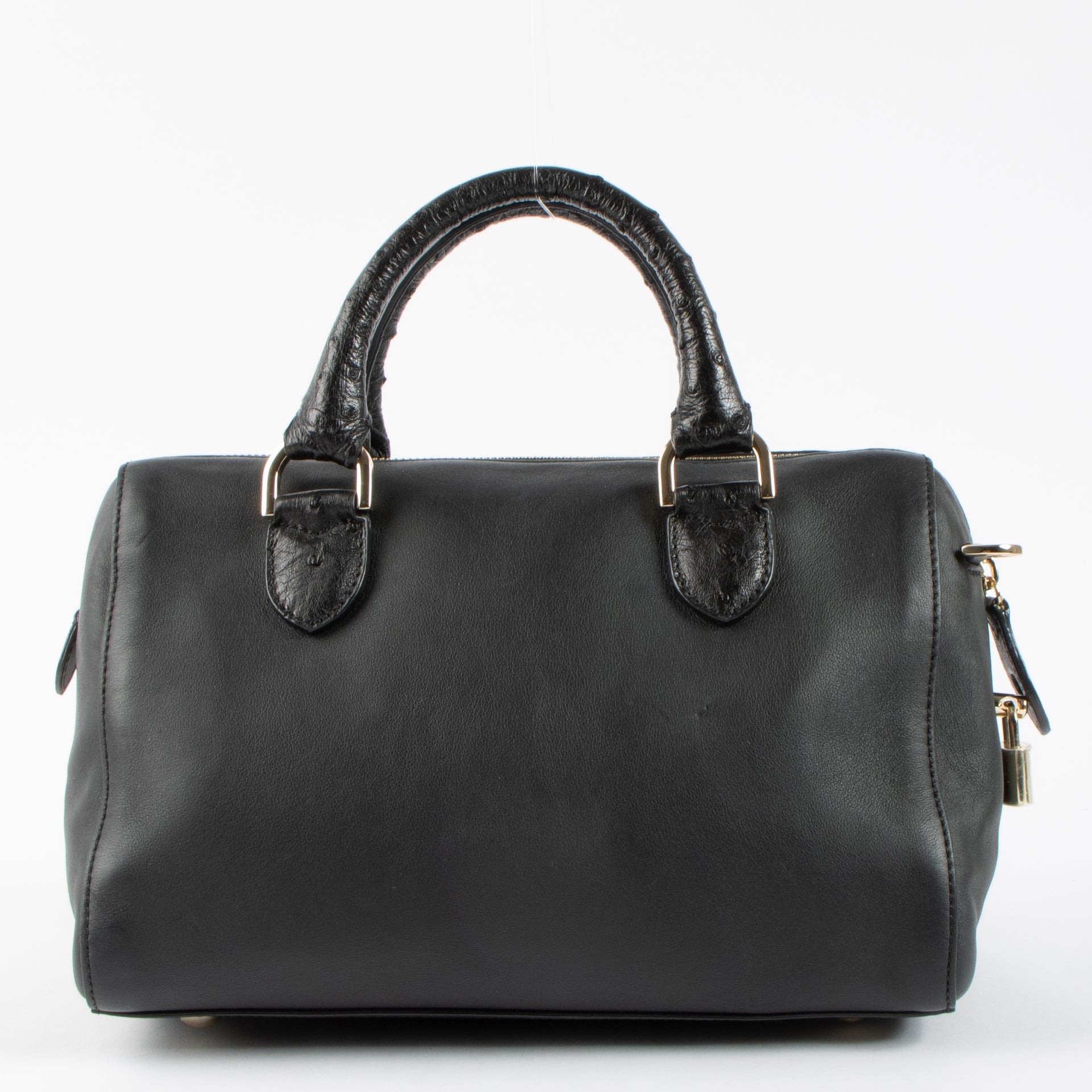 Mulberry Black Calf/Ostrich Del Rey Small Boston Bag