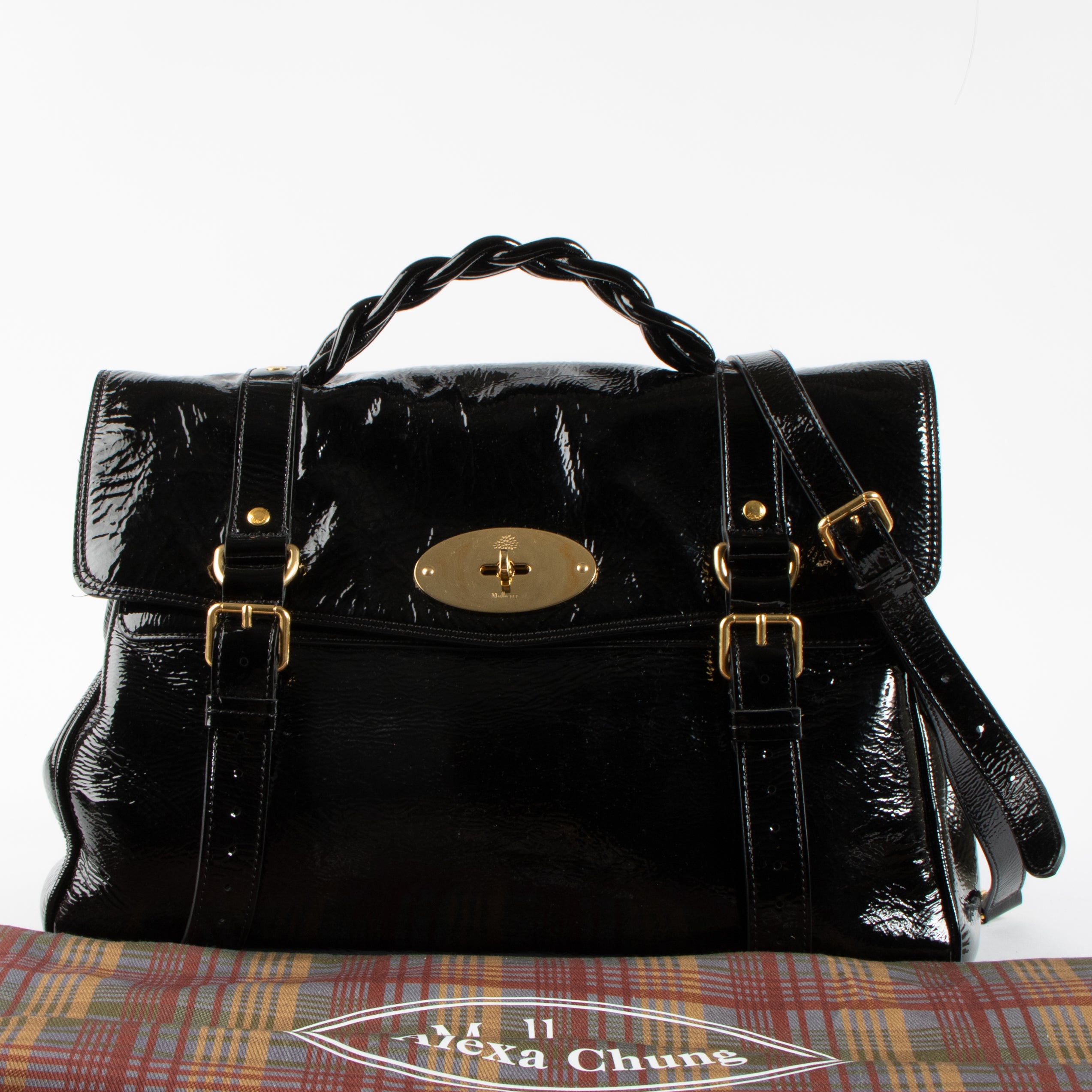Mulberry x Alexa Chung Black Patent Leather Alexa Oversized Bag
