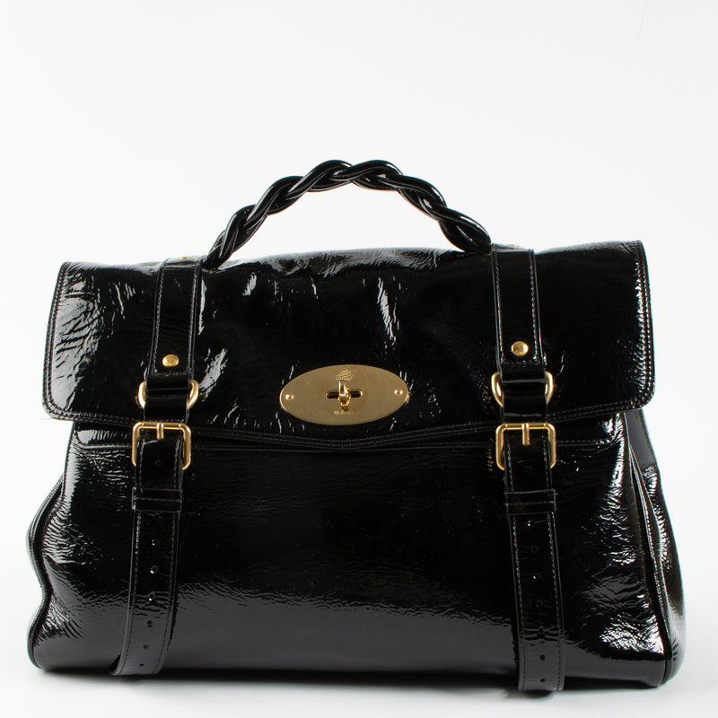 Shop authentic Mulberry x Alexa Chung Black Patent Leather Alexa Oversized Bag on Labellov.com.