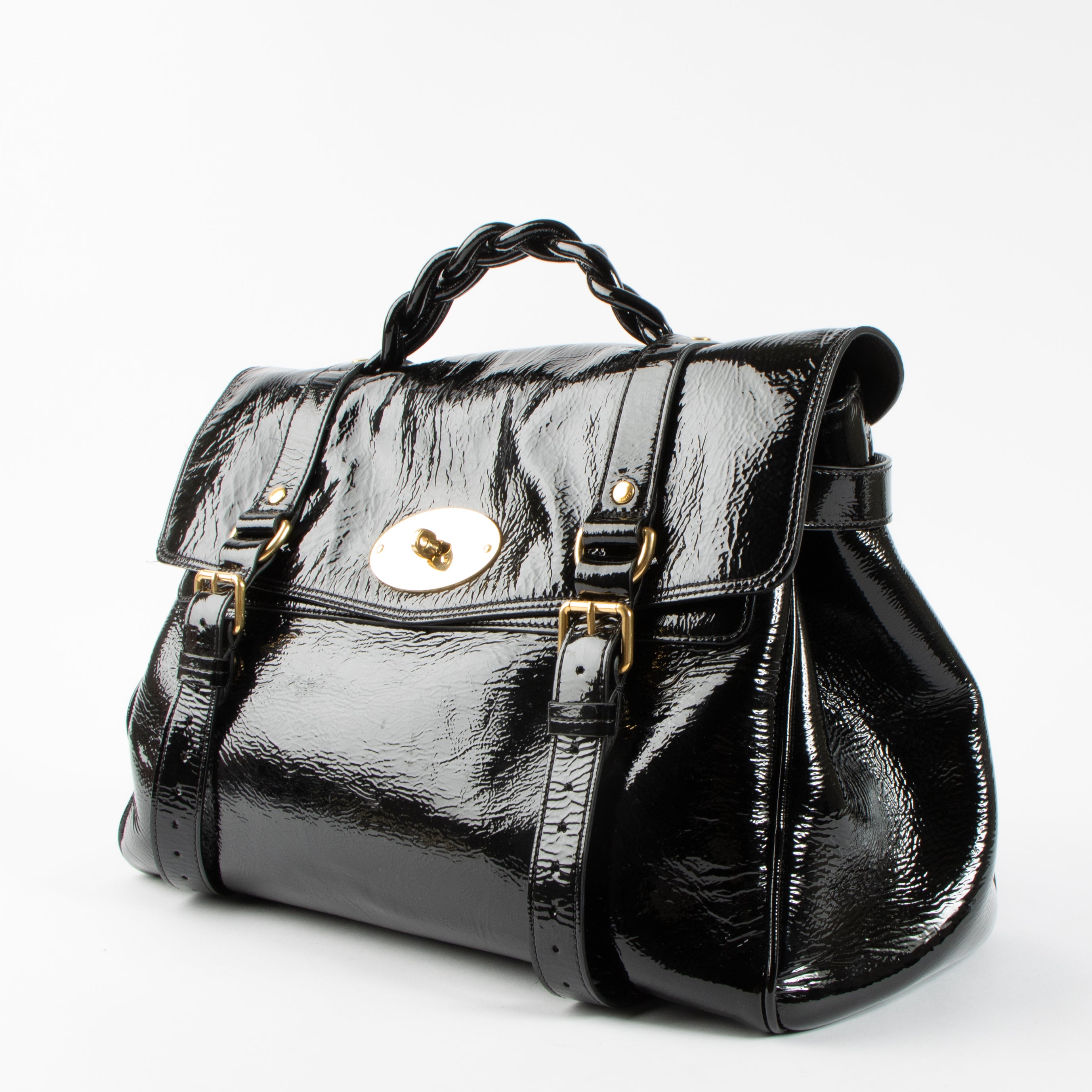 Mulberry x Alexa Chung Black Patent Leather Alexa Oversized Bag