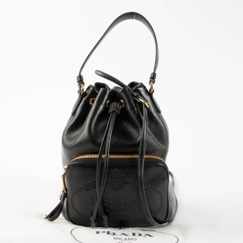 Shop the 100% authentic Prada Black Secchiello Bucket Bag second hand on Labellov.com!