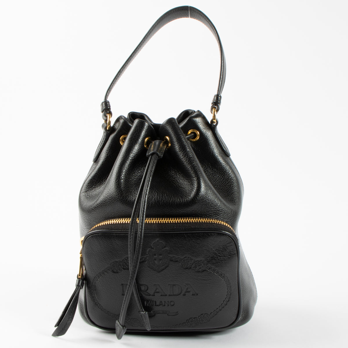Shop the 100% authentic Prada Black Secchiello Bucket Bag second hand on Labellov.com!