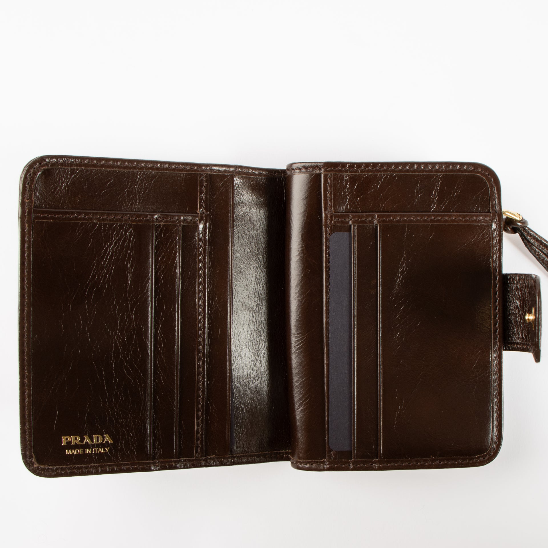 Prada Brown Leather Small Bonnie Wallet
