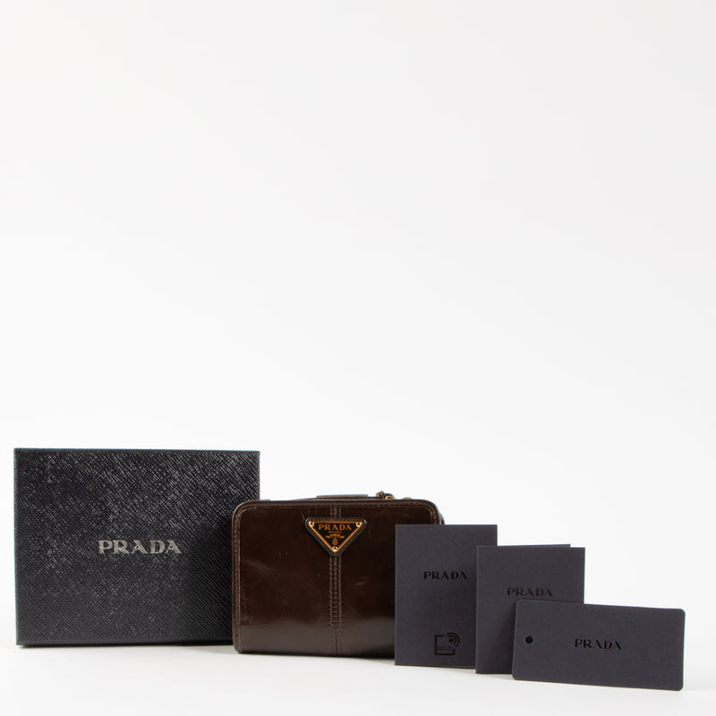 Prada Brown Leather Small Bonnie Wallet