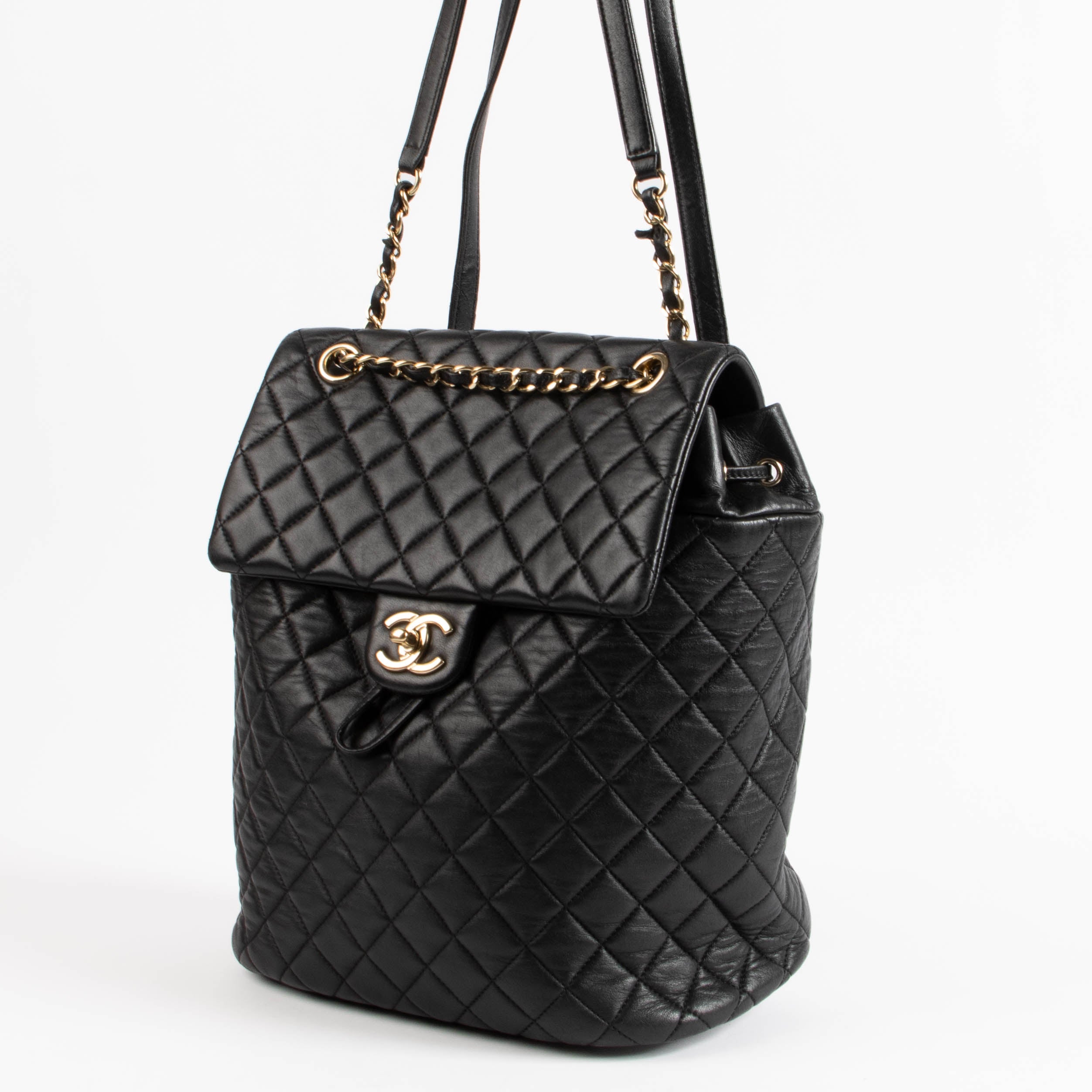 chanel quilted leather backpack CC LAMBSKIN MINI DUMA Caroline's Fashion Luxuries Chanel Black Quilted Leather Chesterfield