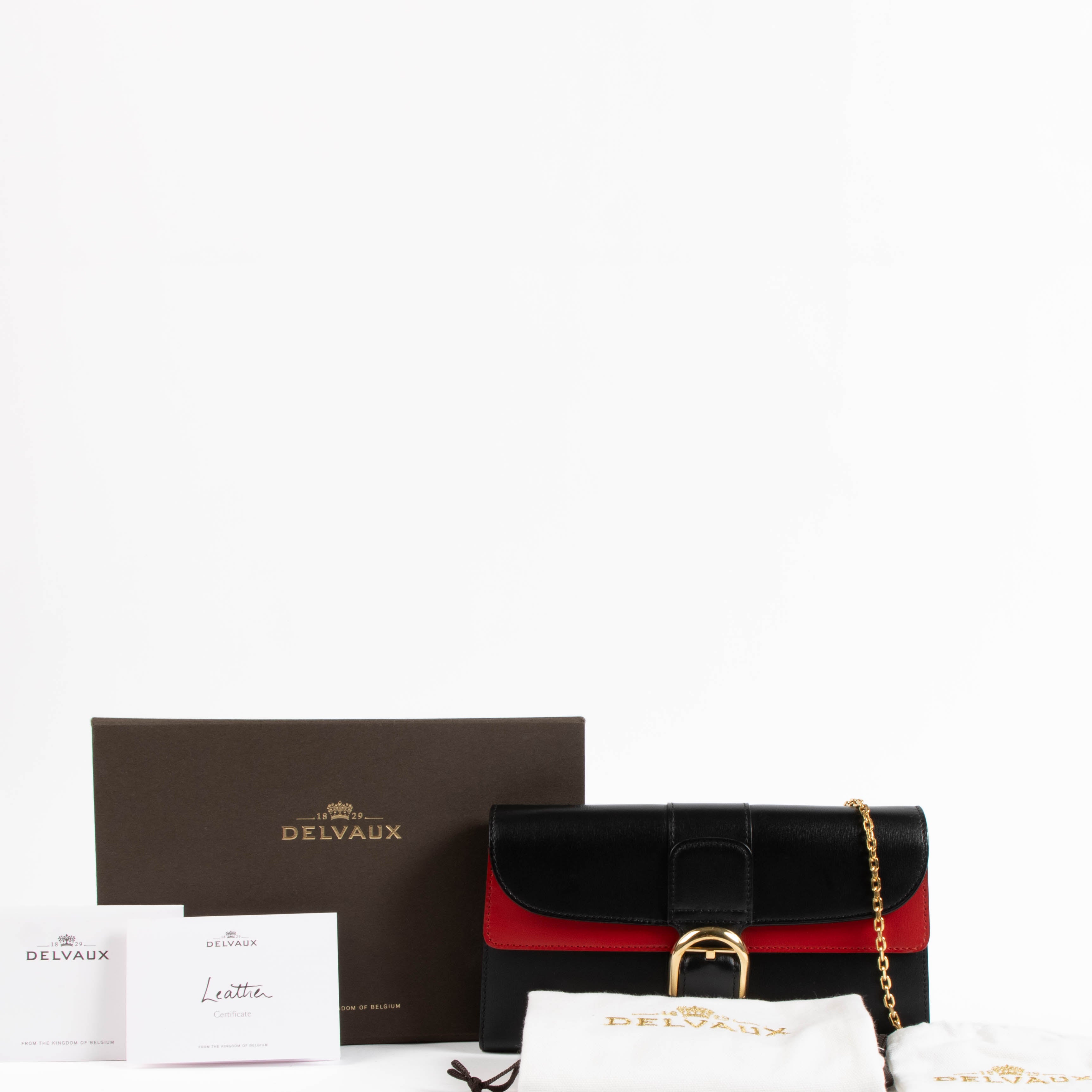 Delvaux Black/Lipstick Box Calf Brillant Chain Long Wallet – Labellov