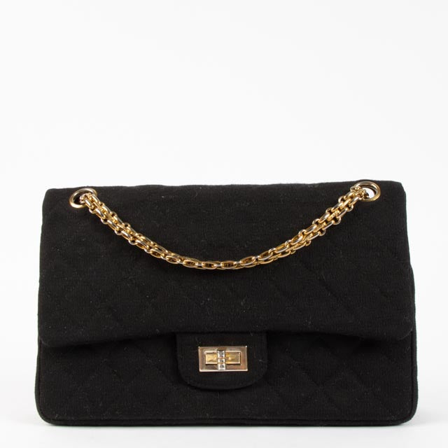 Chanel 1960s Black Jersey Medium 2.55 Bag
