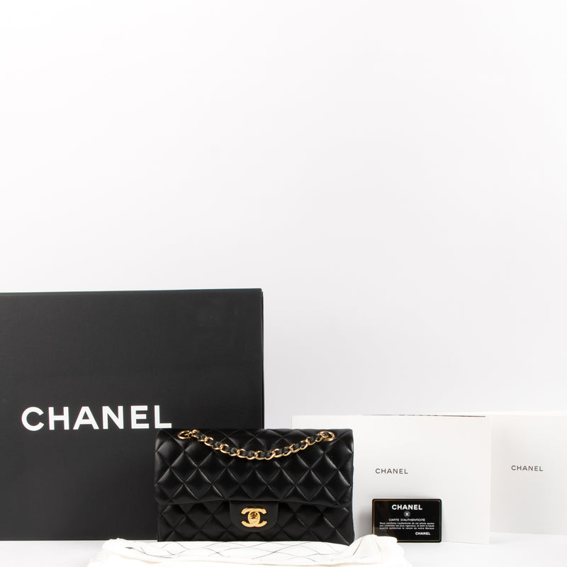 Chanel Black Lambskin Small Classic Handbag
