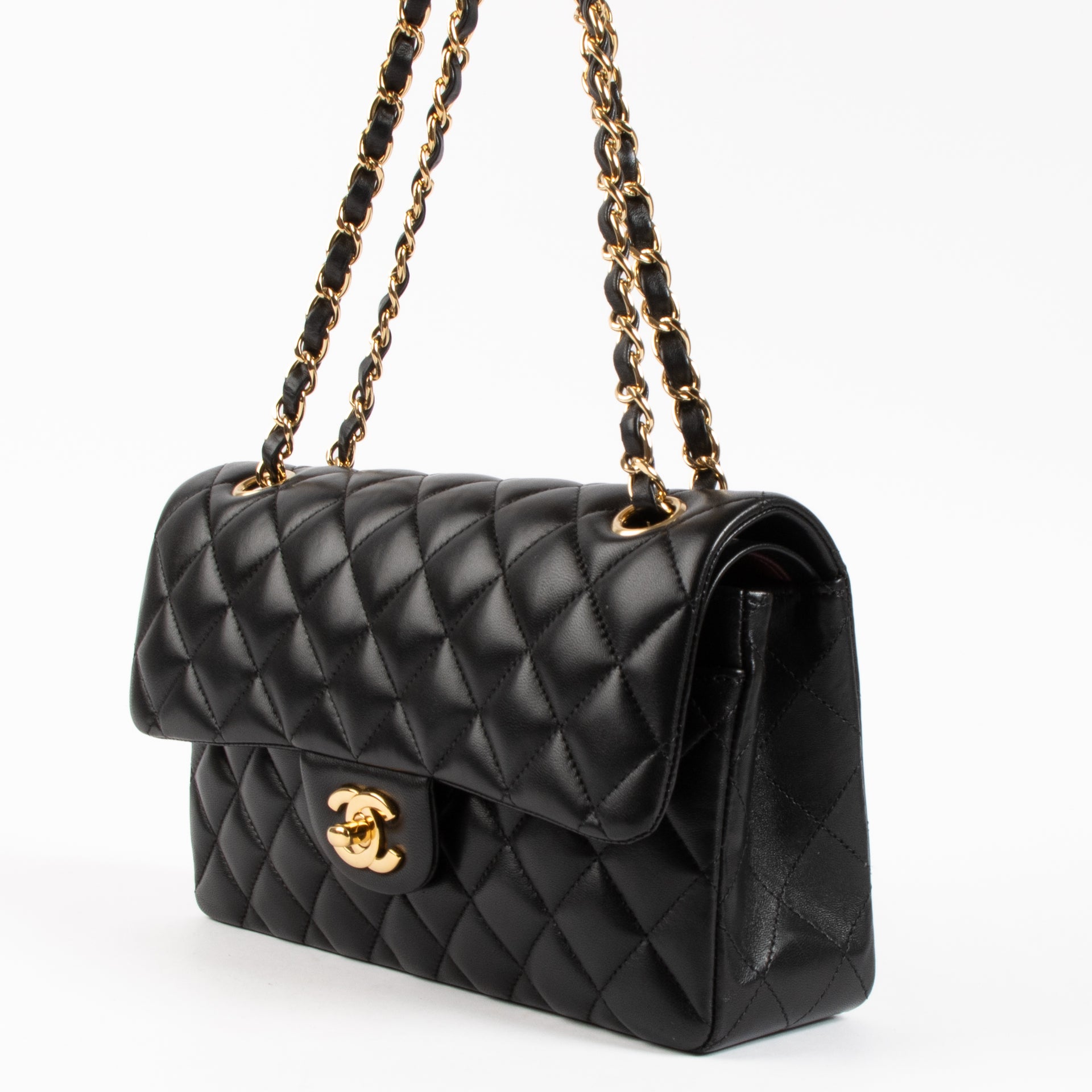Chanel Black Lambskin Small Classic Handbag