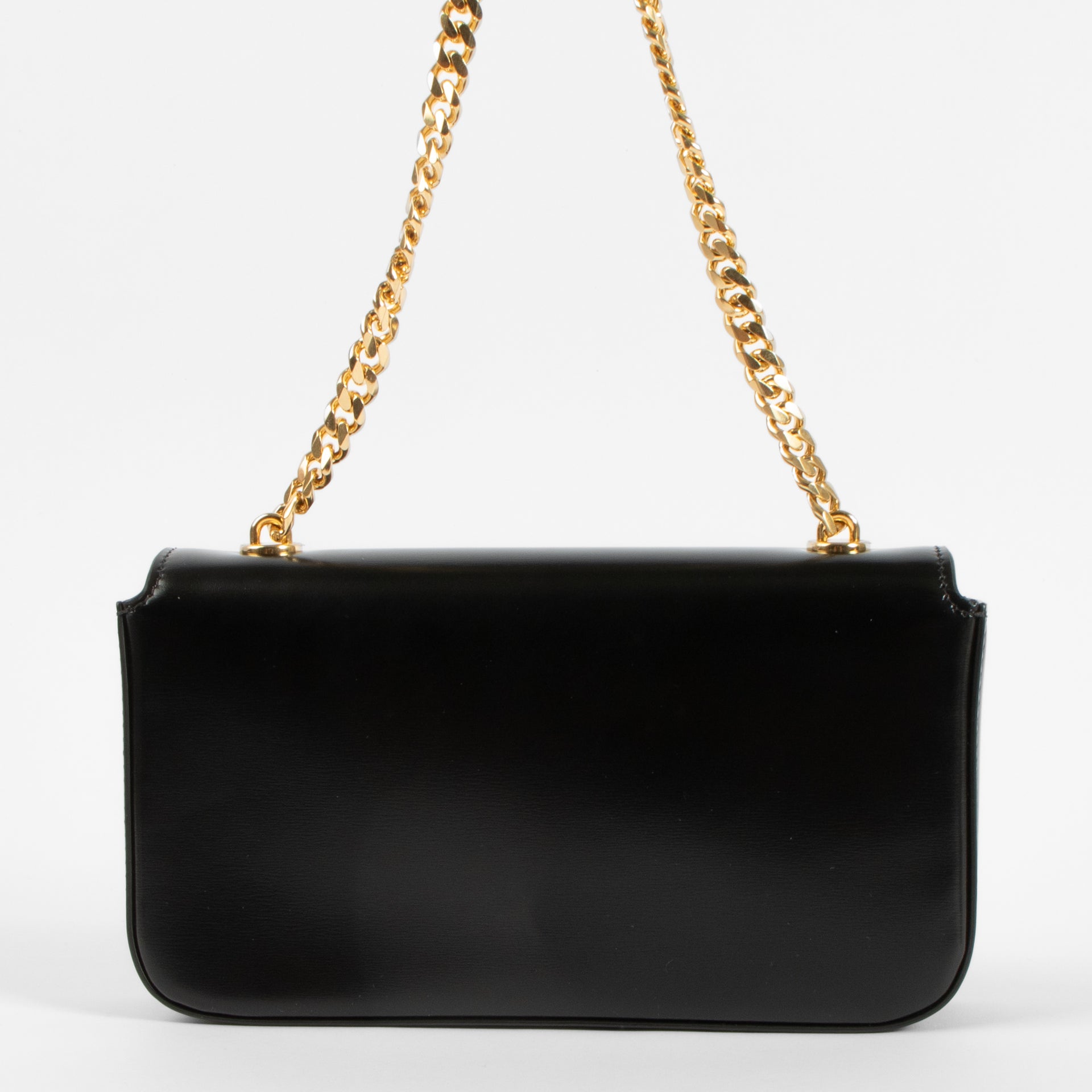 Celine Black Shiny Calfskin Claude Chain Shoulder Bag