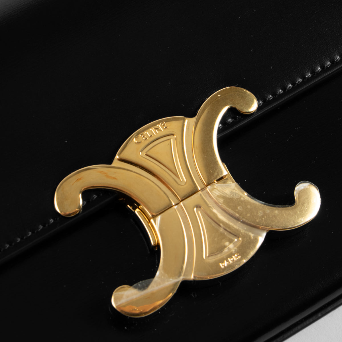 Celine Black Shiny Calfskin Claude Chain Shoulder Bag