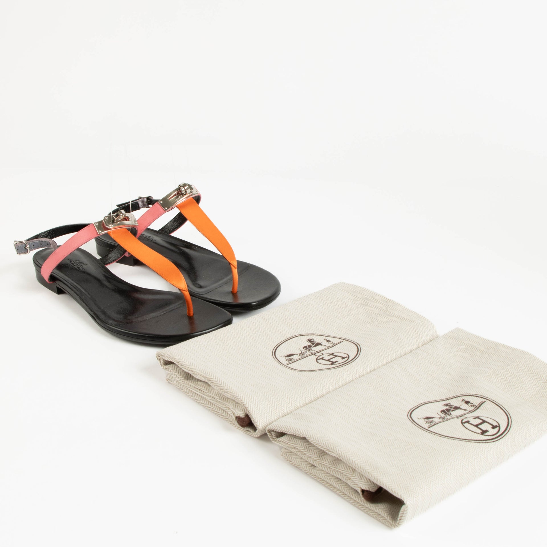 Hermes Multicolor Satin Olivia Sandals - Size 36