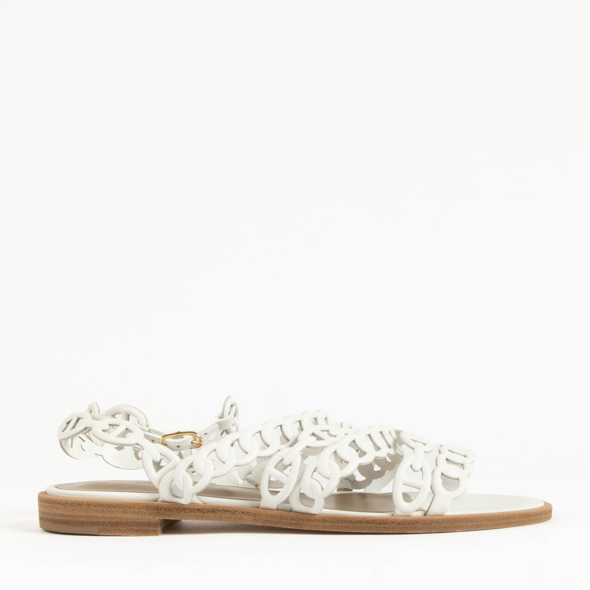 Hermes White Kalliste Sandals - Size 36