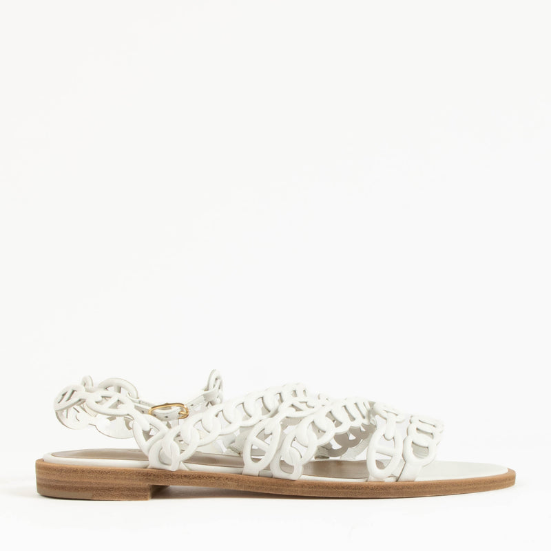 Hermes White Kalliste Sandals - Size 36