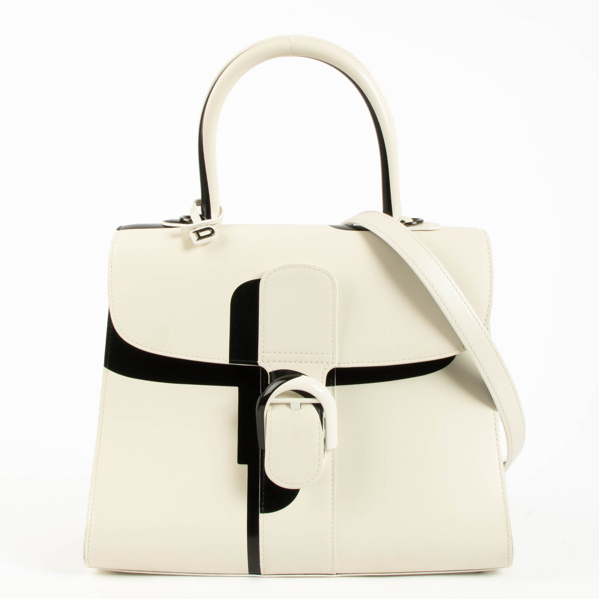 Delvaux Ivory Box Calf Light & Shadow Brillant MM Bag