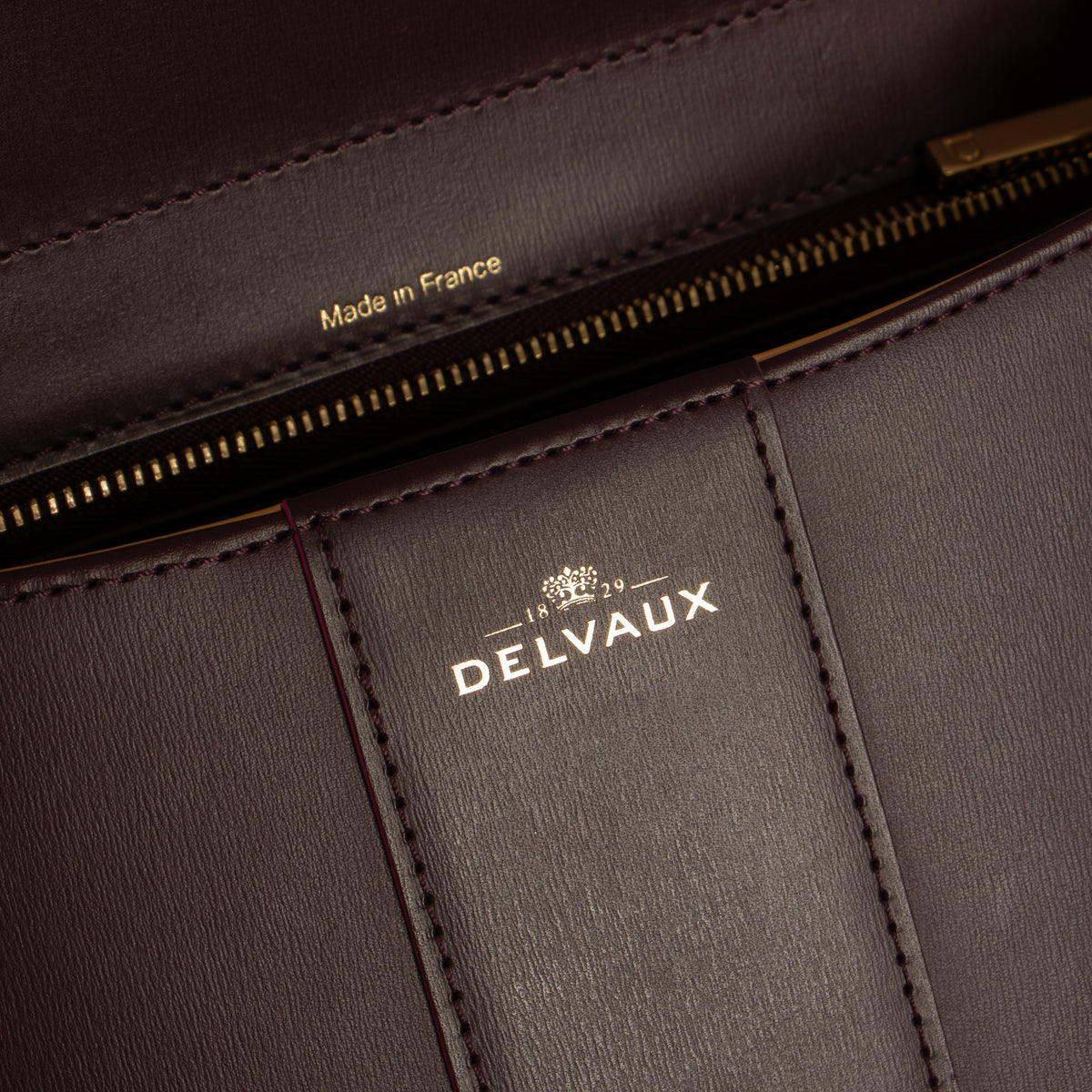 Delvaux Prune Box Calf Brillant MM Bag