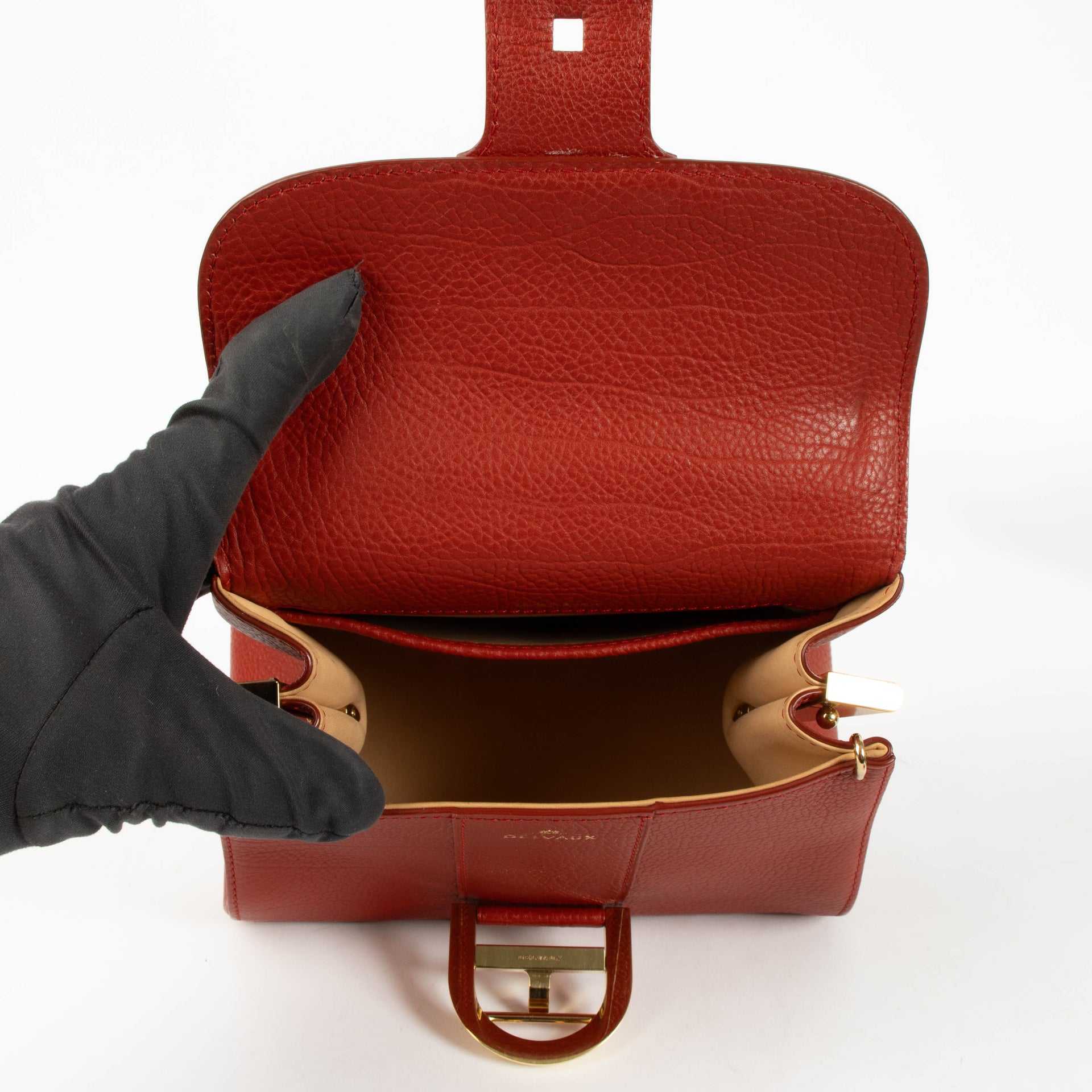 Delvaux Scarlet Red Metal Glam Brillant Mini Bag