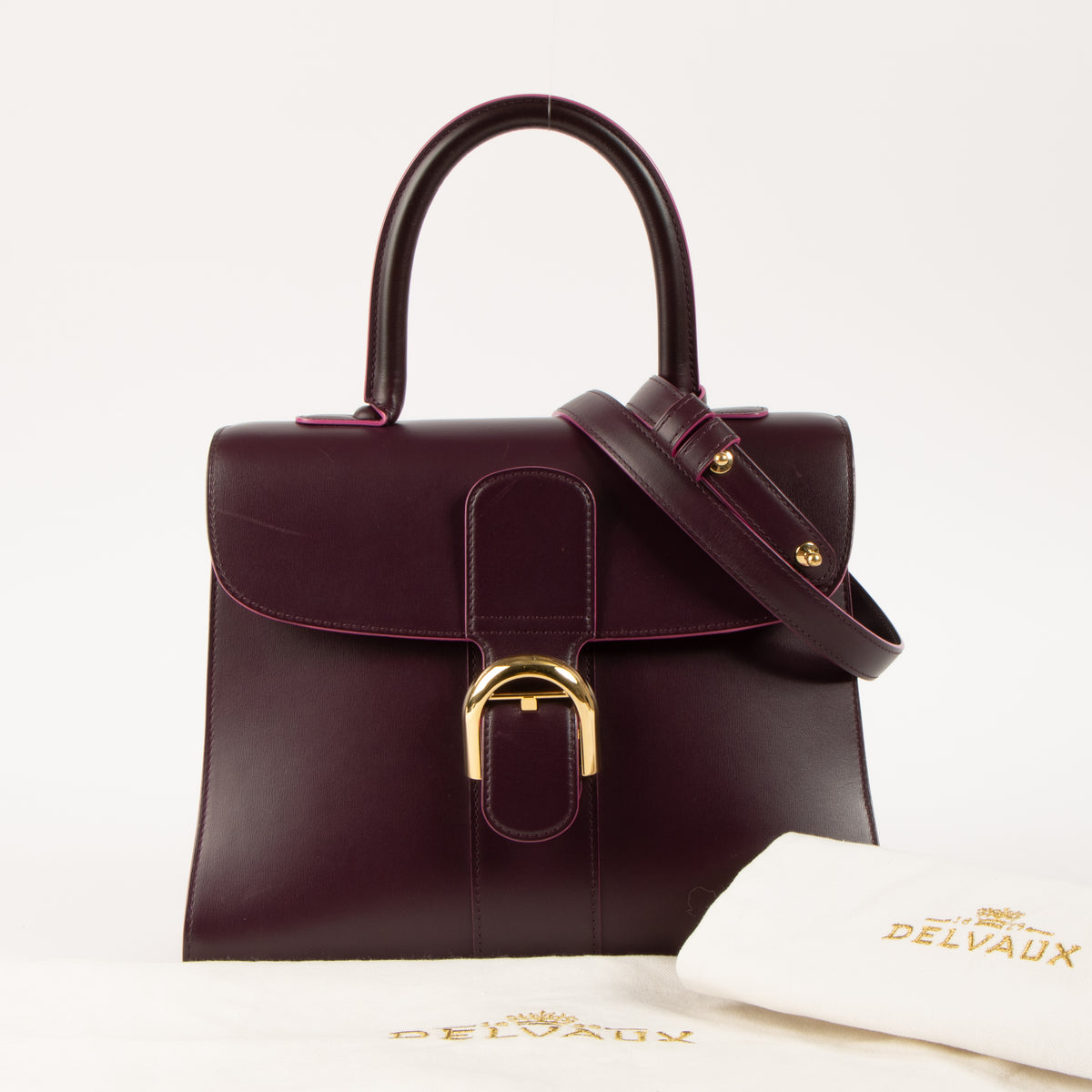 Delvaux Prune Box Calf Brillant MM Bag