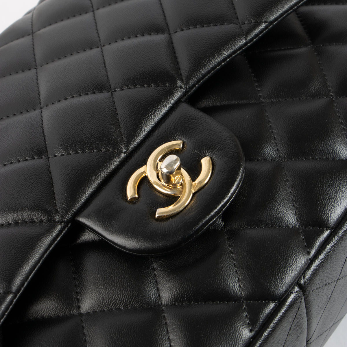 Shop this authentic Chanel Black Lambskin Large/Jumbo Classic Bag pre-loved on Labellov.com