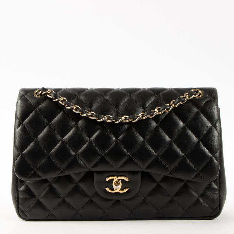 Shop this authentic Chanel Black Lambskin Large/Jumbo Classic Bag pre-loved on Labellov.com