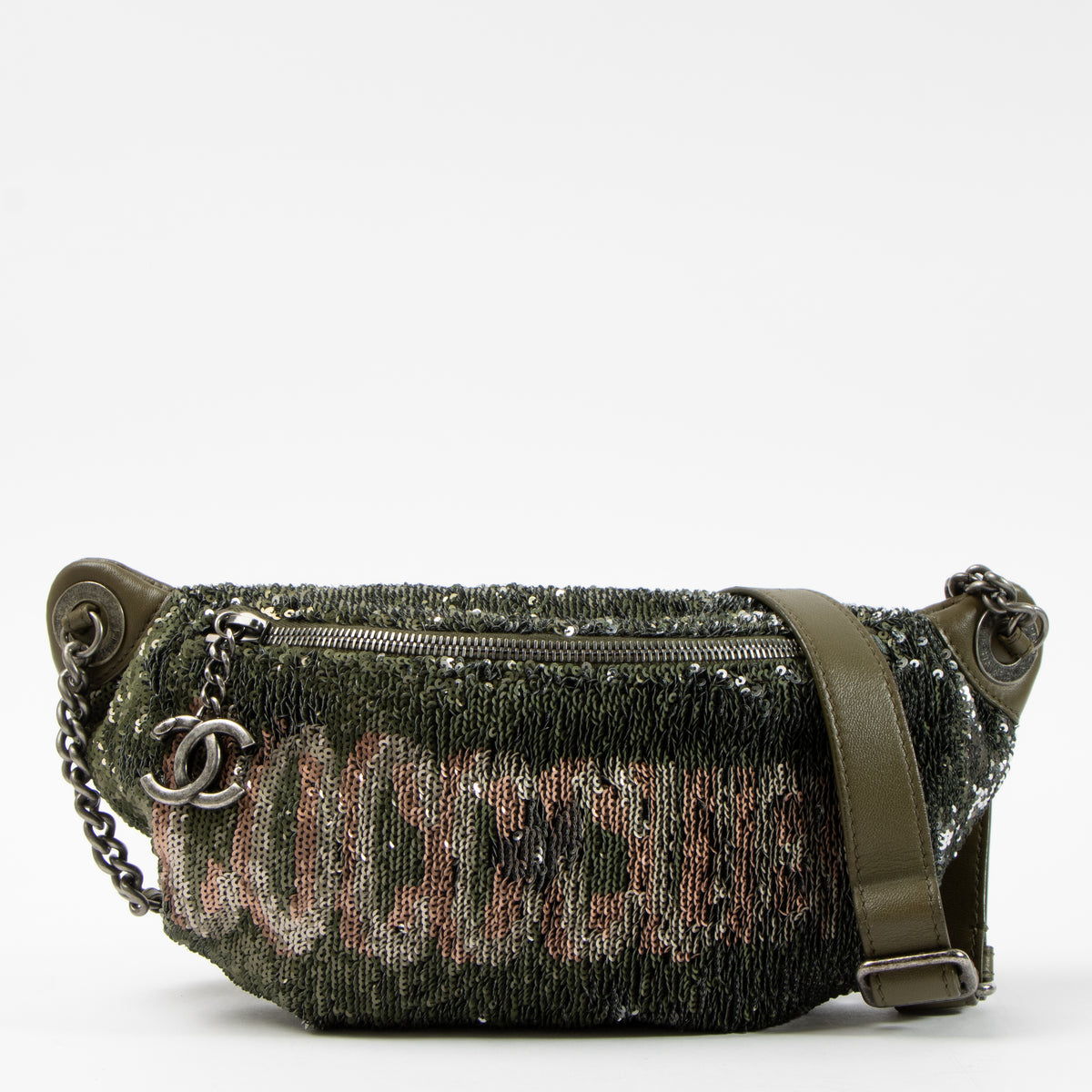 Chanel 17C Green Sequin Coco Cuba Bum Bag