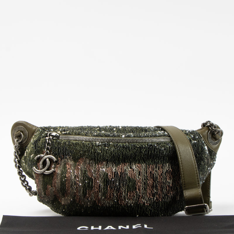 Chanel 17C Green Sequin Coco Cuba Bum Bag