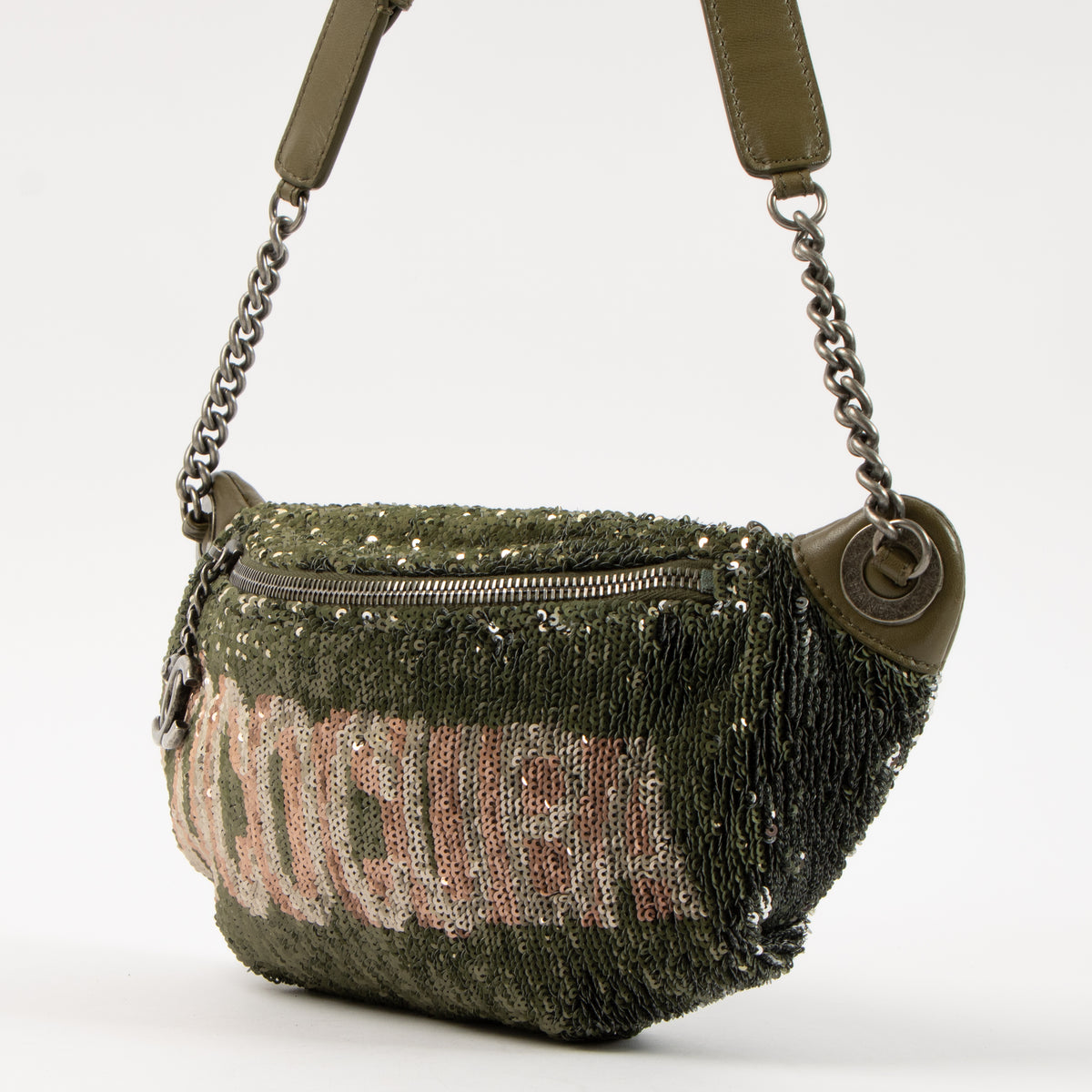 Chanel 17C Green Sequin Coco Cuba Bum Bag