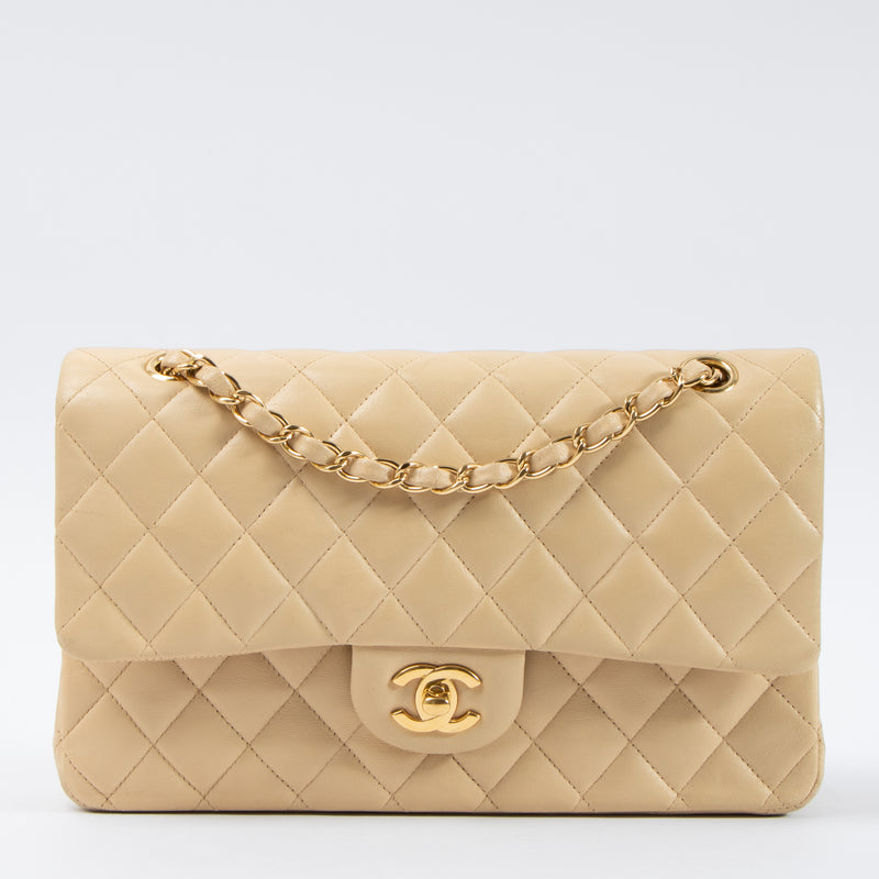 Shop this authentic Chanel Beige Lambskin Medium Classic 11.12 Handbag pre-loved on Labellov.com