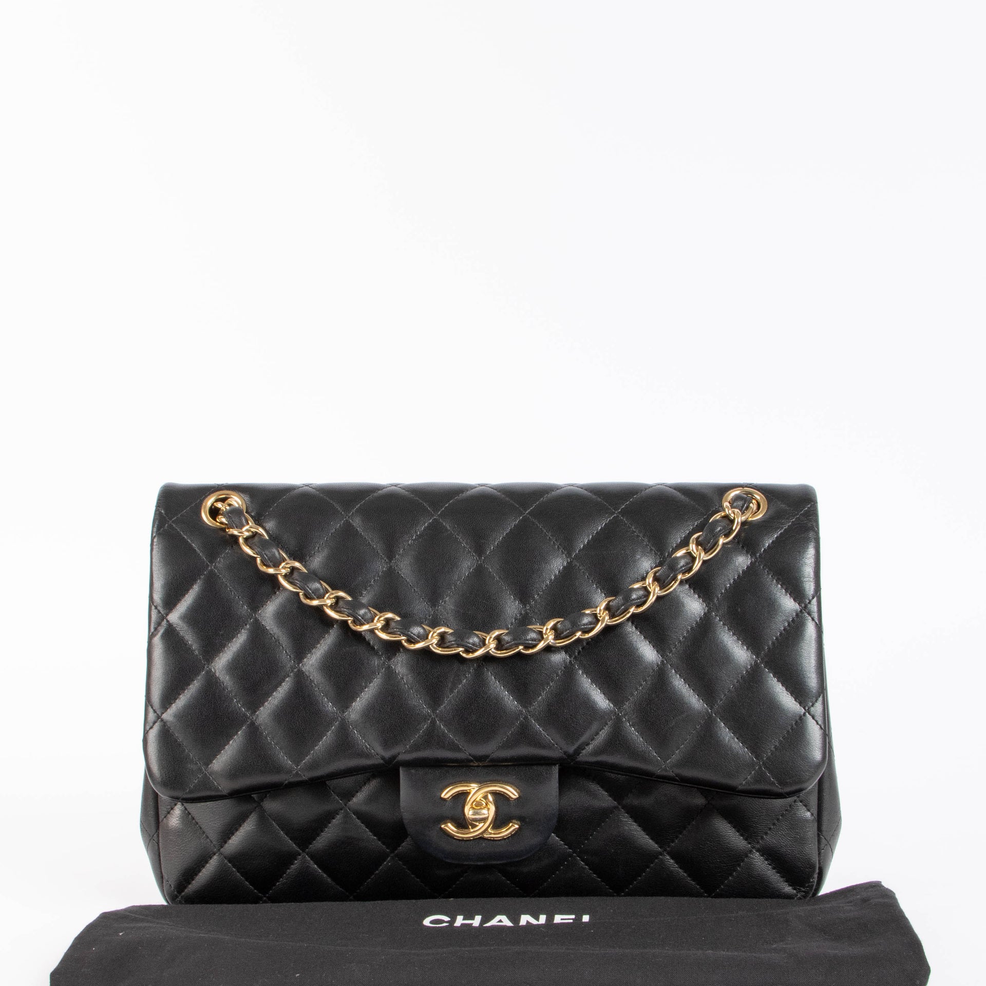 Chanel Black Lambskin Large Classic Flap Bag