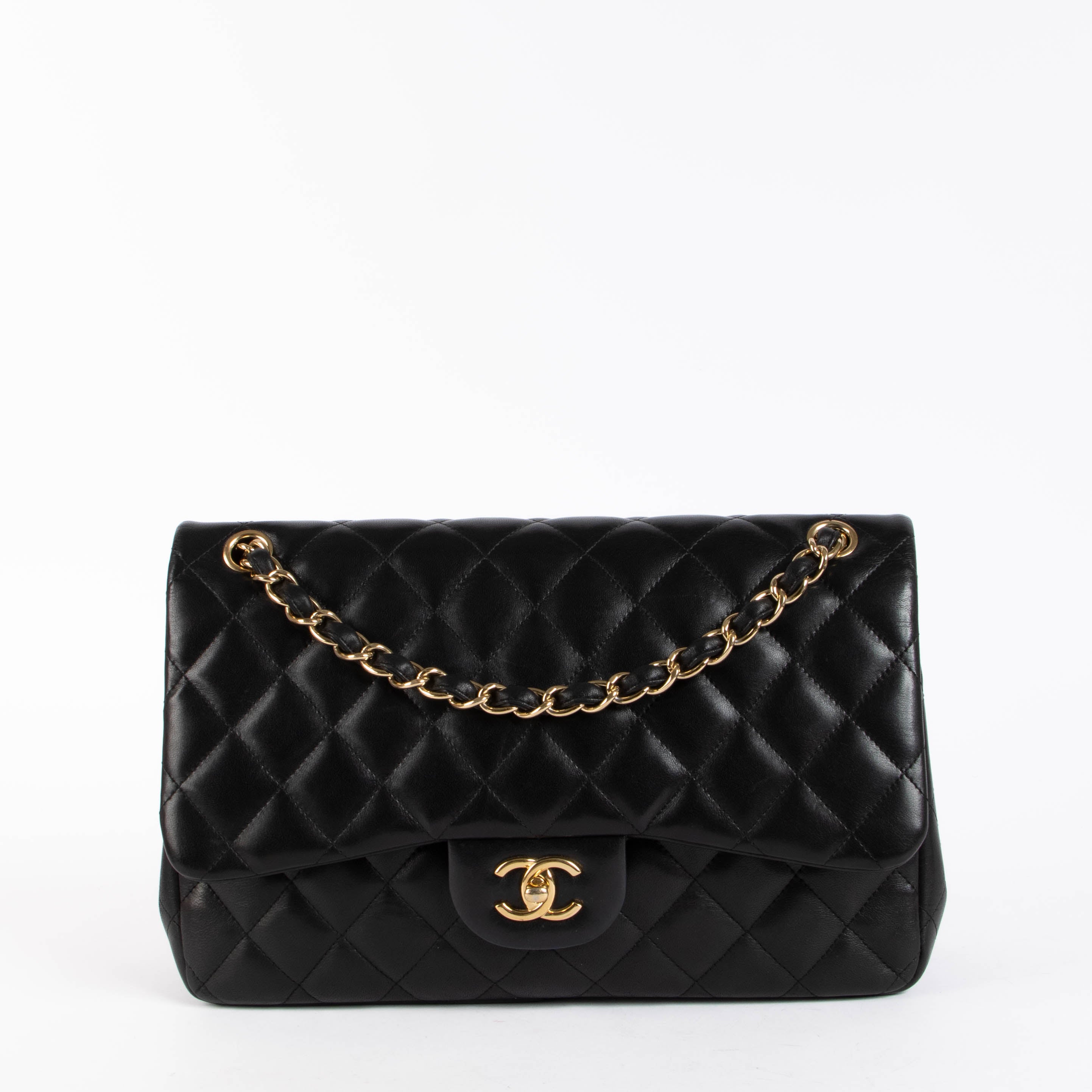 Chanel Black Lambskin Large/Jumbo Classic Flap Bag – Labellov