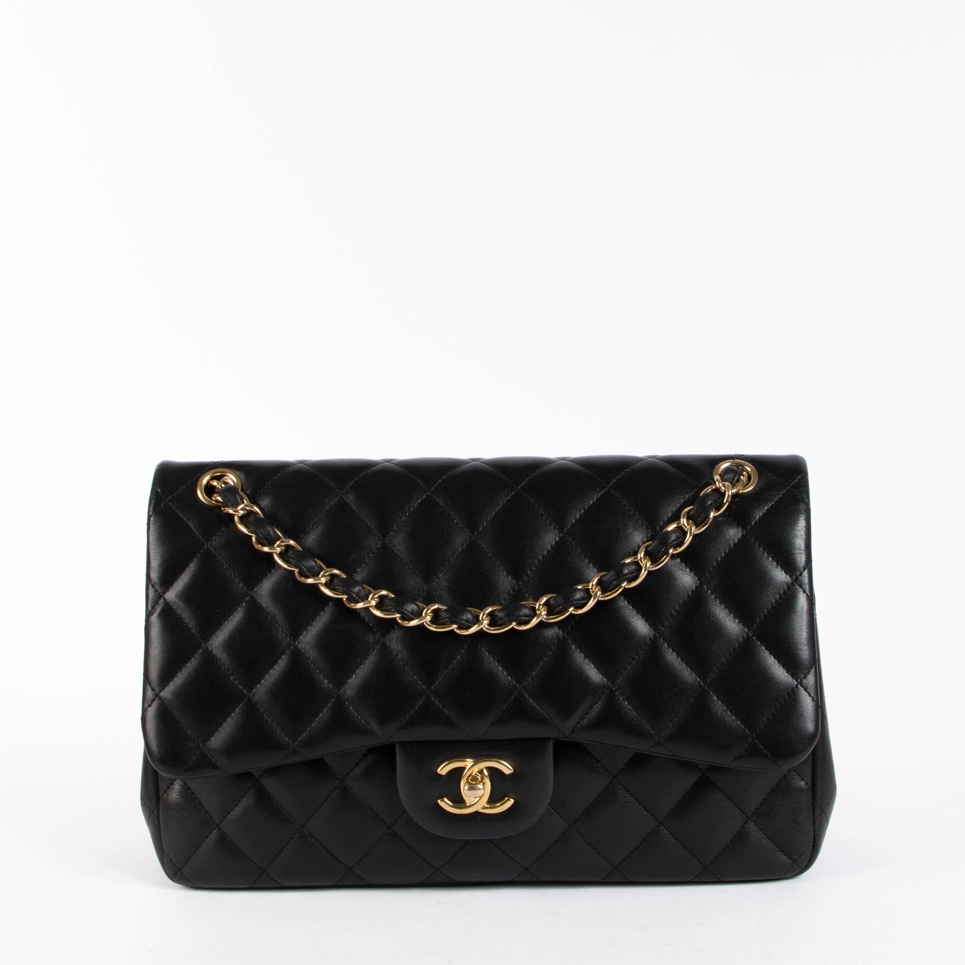 Chanel Black Lambskin Large Classic Flap Bag
