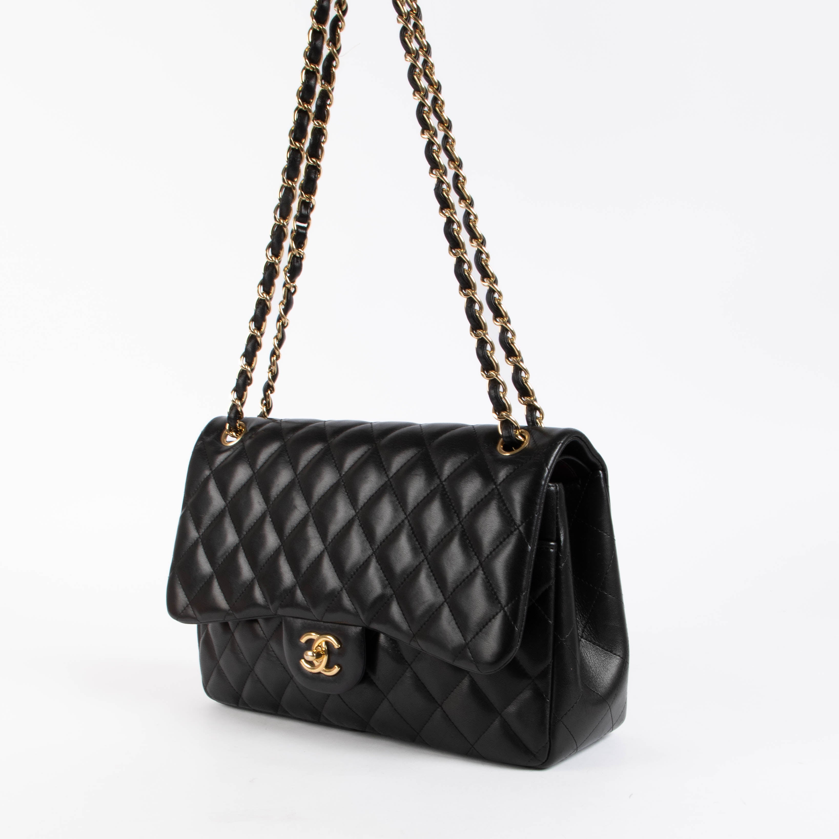 Chanel Black Lambskin Large/Jumbo Classic Flap Bag – Labellov